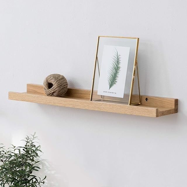 INMAN HOME 16" Rustic Solid Oak Timber Block Floating Wall Shelf Concealed Bracket Wall Mounted Shelf Decorative Bookcase Storage Display Picture Ledge Shelf