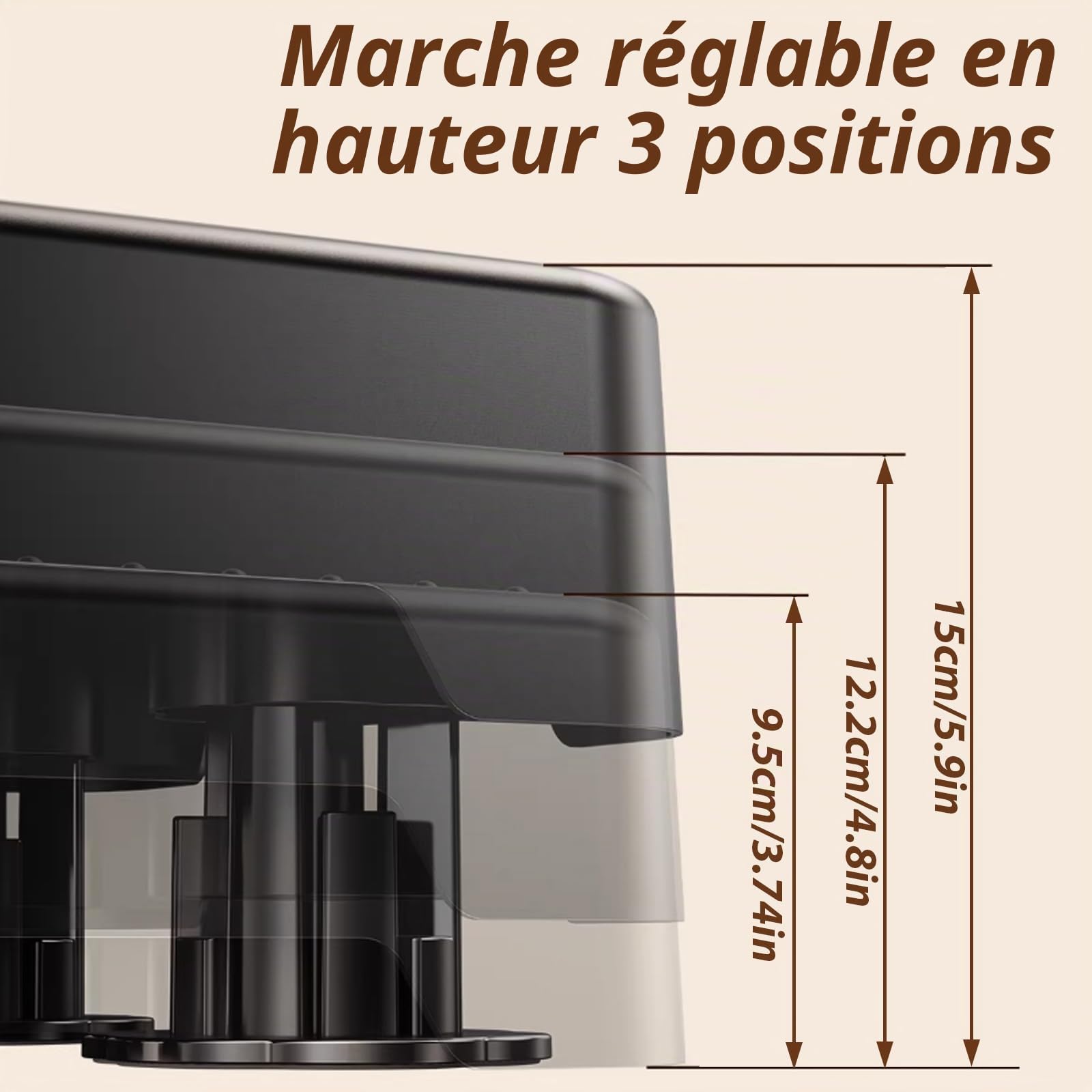 Marchepied antidérapant phosphorescent, marchepied portable jusqu'à 200 kg, réglable en hauteur sur 3 niveaux, aide à la montée et à l'entrée pour personnes âgées, enfants, salle de bain, voiture