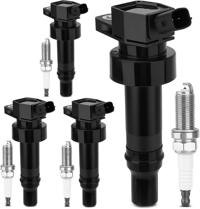 Kit de Bobinas de Ignição UF652 e Velas de Ignição de Irídio Duplo 93815 GDUKOP – 4 Bobinas e 4 Velas