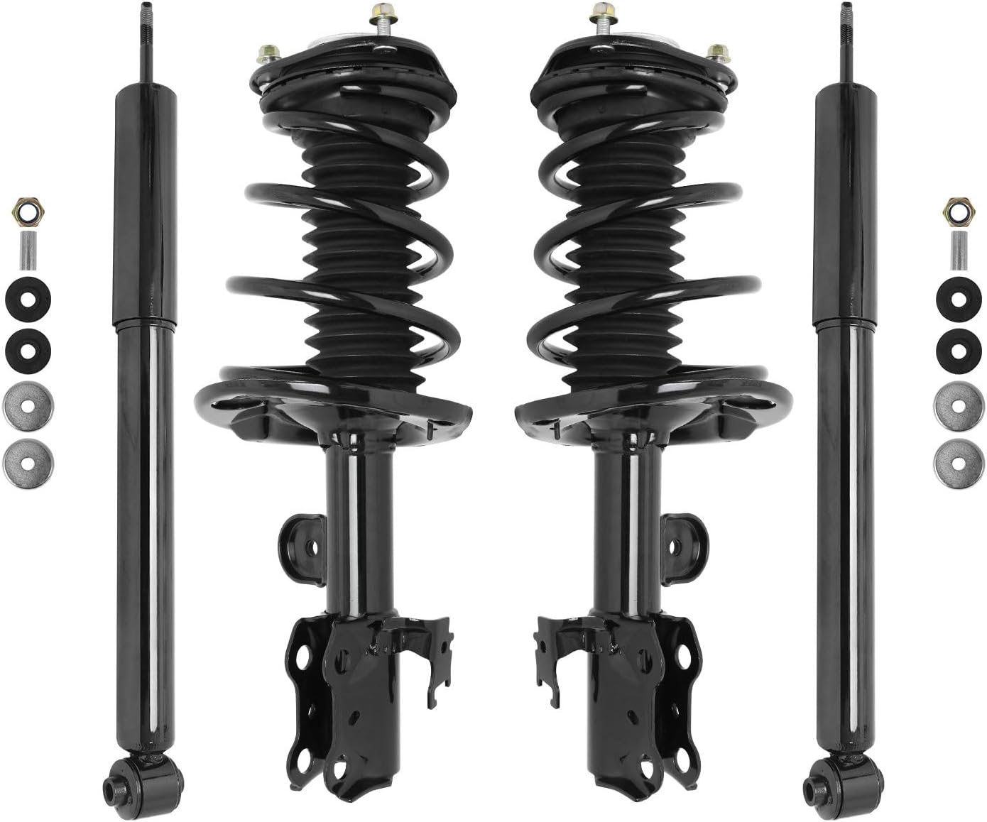 COMPLETESTRUTS - Front Quick Complete Strut Assemblies with Coil Springs and Rear Shock Absorbers Replacement for 2011-2016 Scion tC - Set of 4, Quick Complete Strut Assembly, Black
