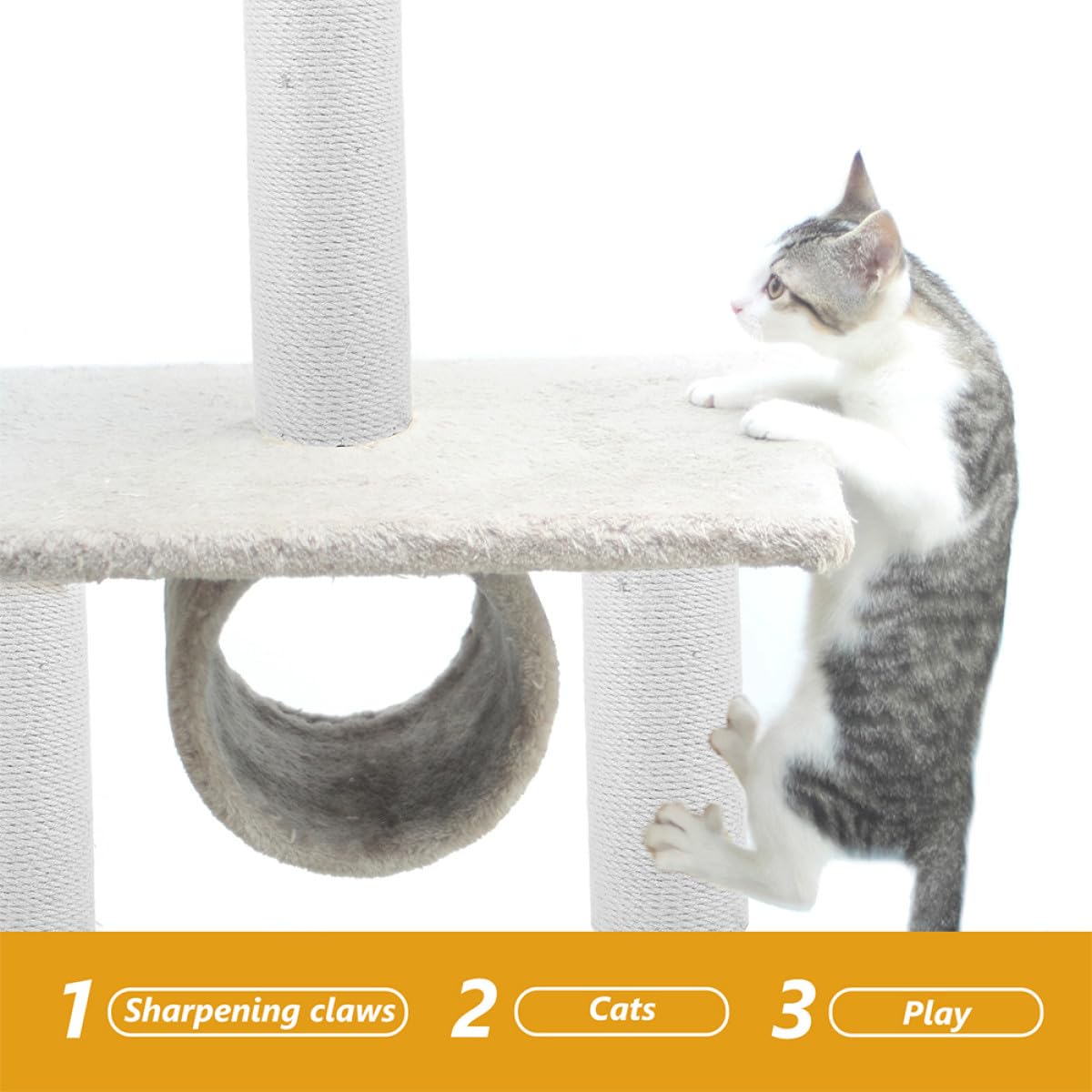 Cabilock Poste Rascador de Suelo para Gatos 2 Piezas, Repuesto de Cuerda de Yute Natural, Accesorio para Rascador Decorativo de Interior, 50 Cm Alto X 8 Cm Diámetro, Adecuado para