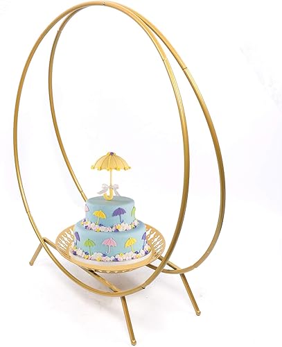 Miniatura 7 de Soporte de aro de boda dorado para ceremonia, arco de flores de metal para postre, magdalenas, decoración para bodas, cumpleaños, fiestas de
