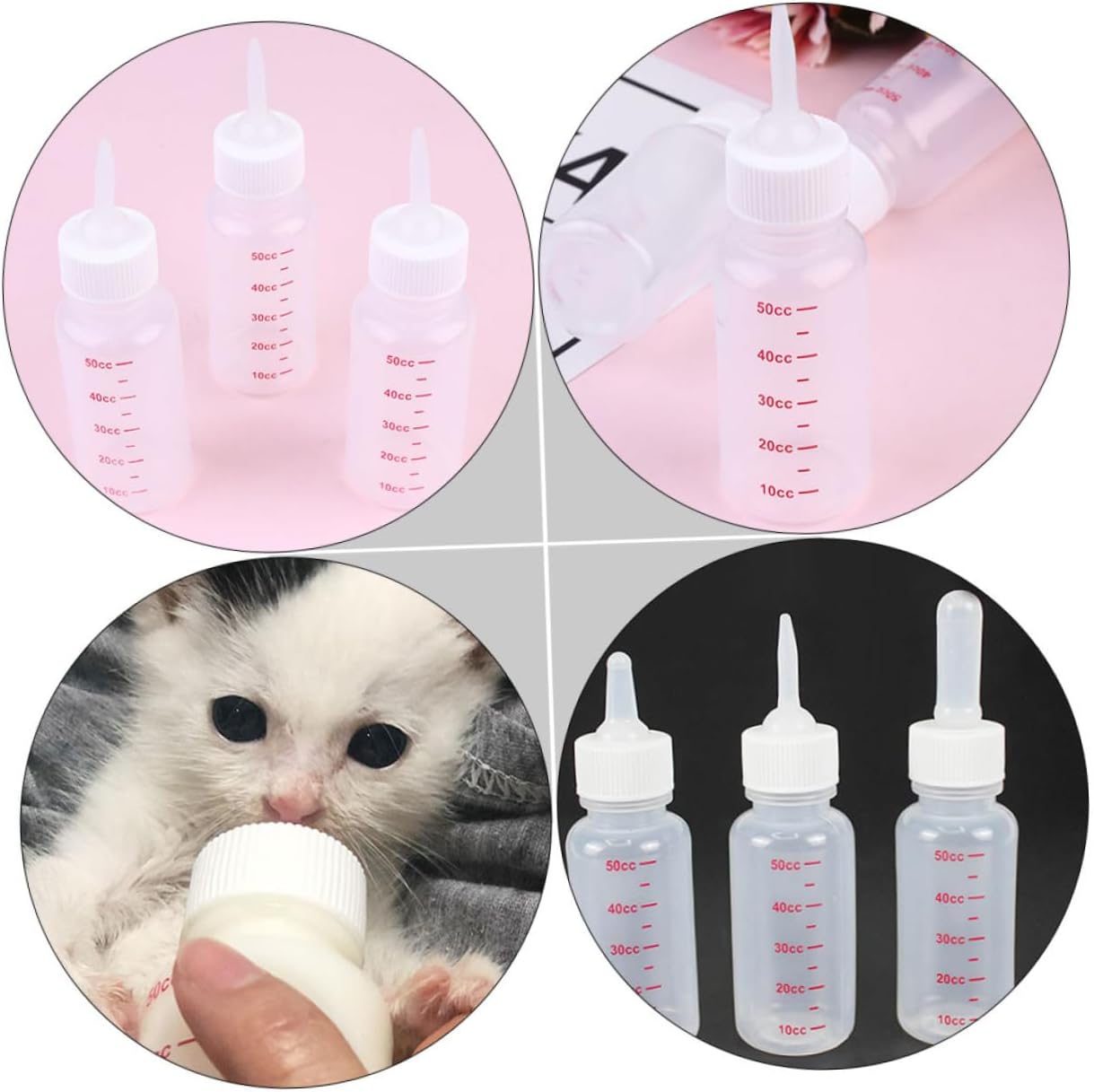 ORFOFE 8pcs Silicone Nursing Milk Bottles for Puppies Kittens Boilable Small Feeding Bottles Scale Dog Cat Pet Accessories