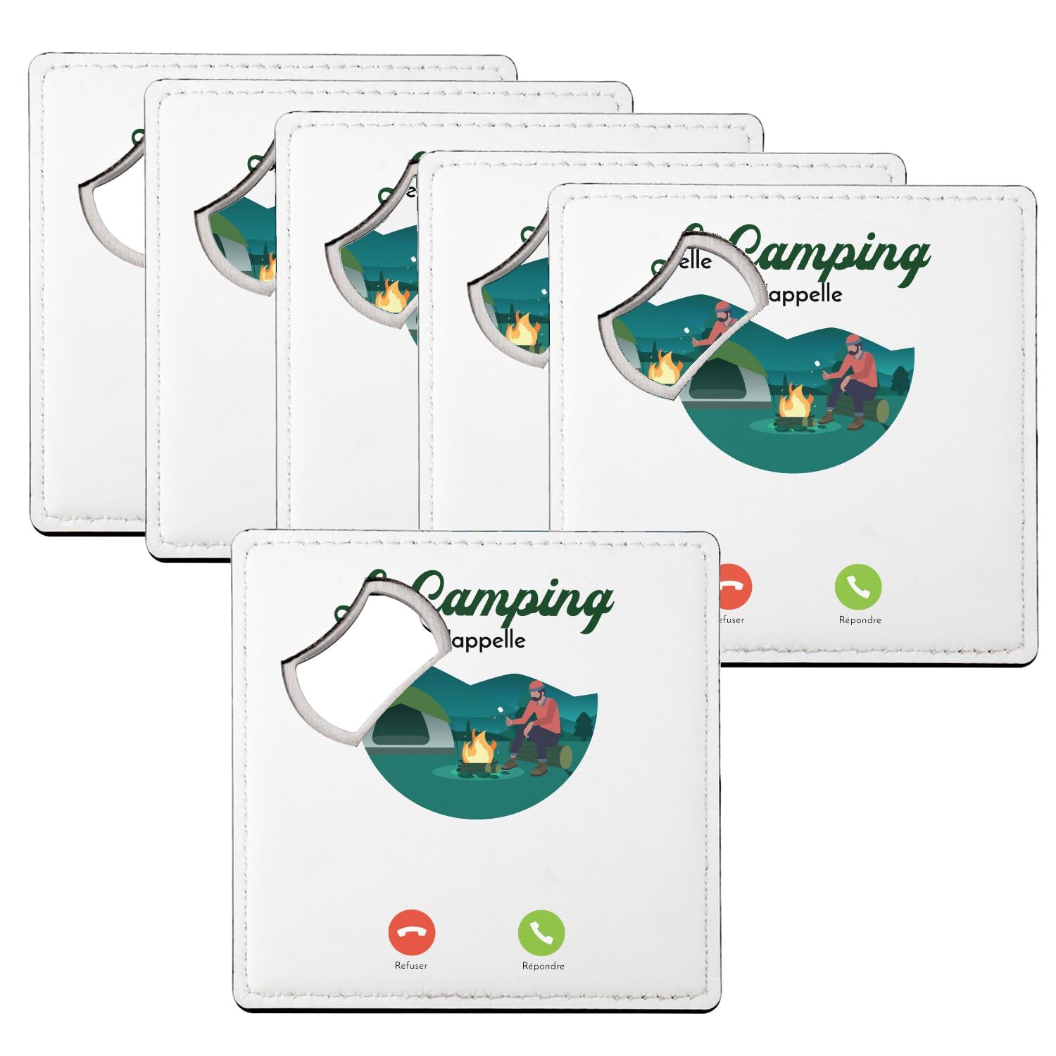 Sous verre décapsuleur camping lot de 6 idée cadeau pour voyageur