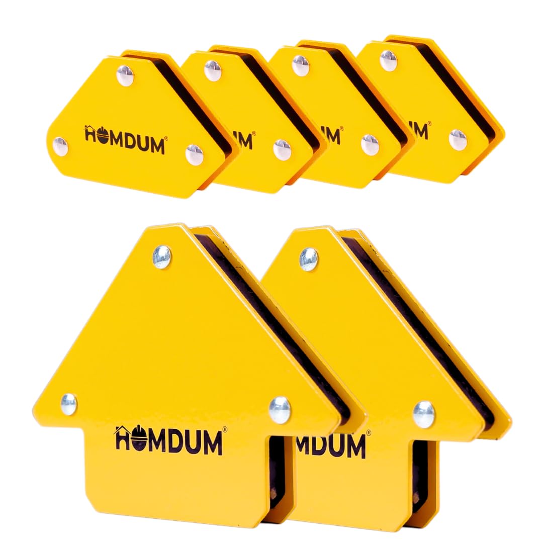 Homdum 6pc Multi Angle magnetic welding holder clamps set with 2 pc x 3 inch arrow type square and 4pc x Mini arrow square strong magnet pull for accurate alignment in fabrication works