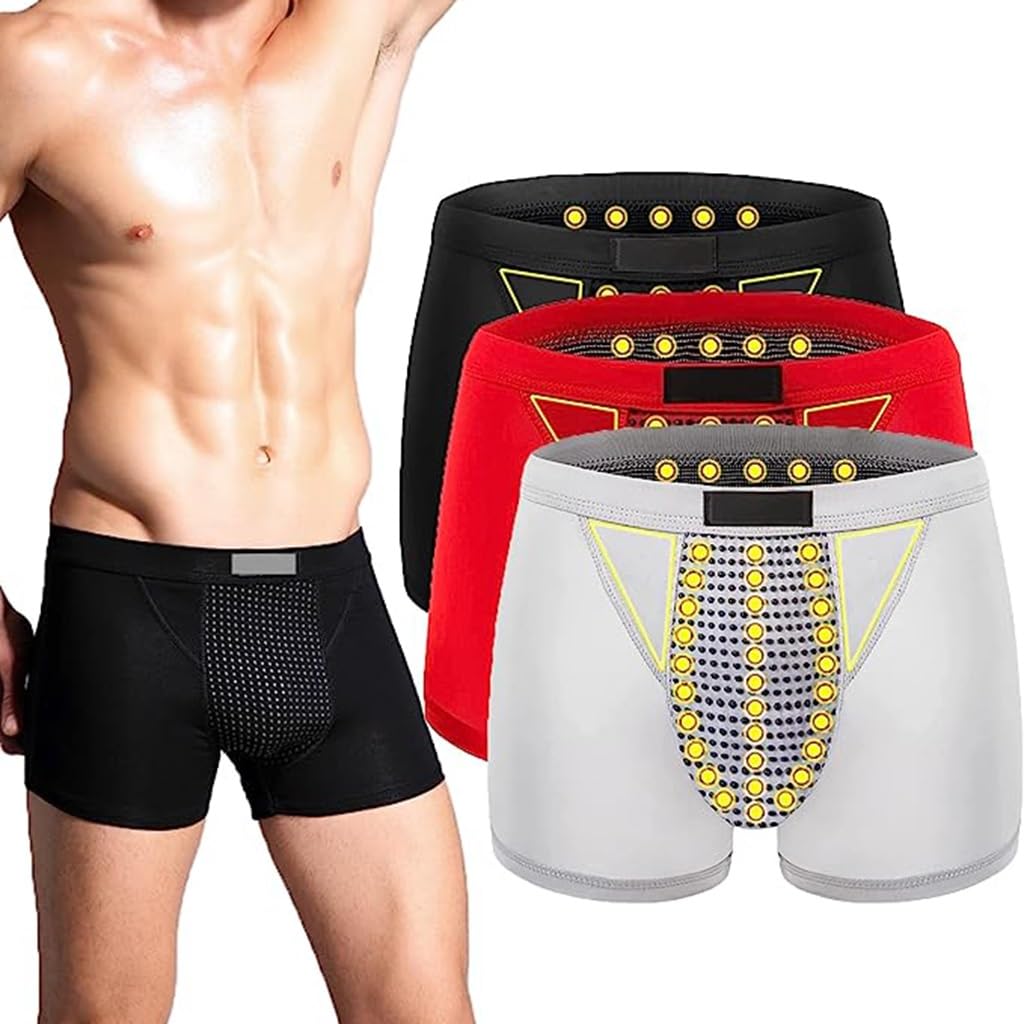Men's Magnetic Underwear for Prostate Health Care Inner Pants Energy Field Therapy Boxer Briefs (Color : 3pcs, Size : L)