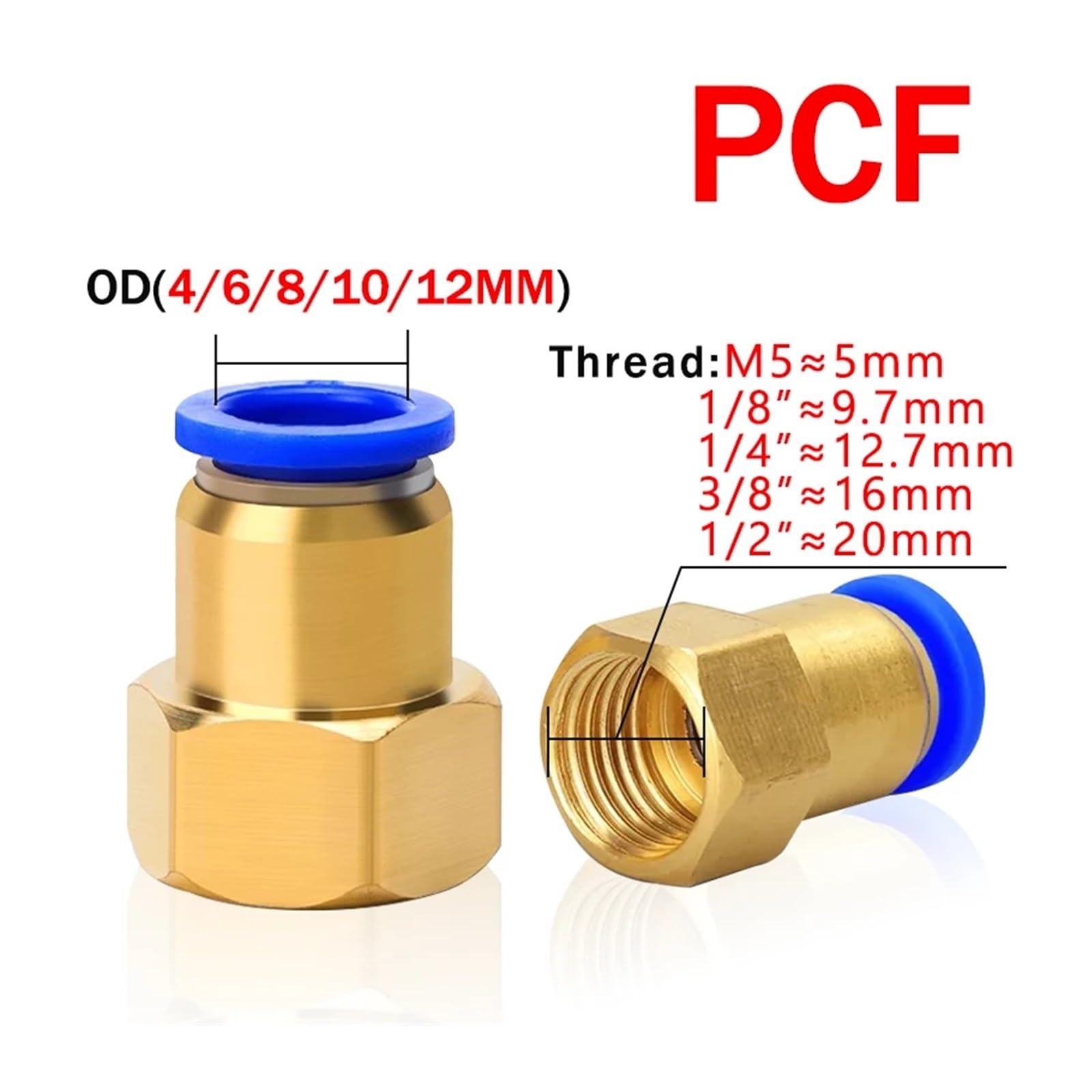 Pneumatikanschluss 20/50PCS Pneumatische Luft Anschluss Fitting 4mm 6mm 8mm Gewinde 1/8 1/4 3/8 1/2 Schlauch armaturen Rohr Schnell Anschlüsse(OD12mm-1I8,PC (50PCS))