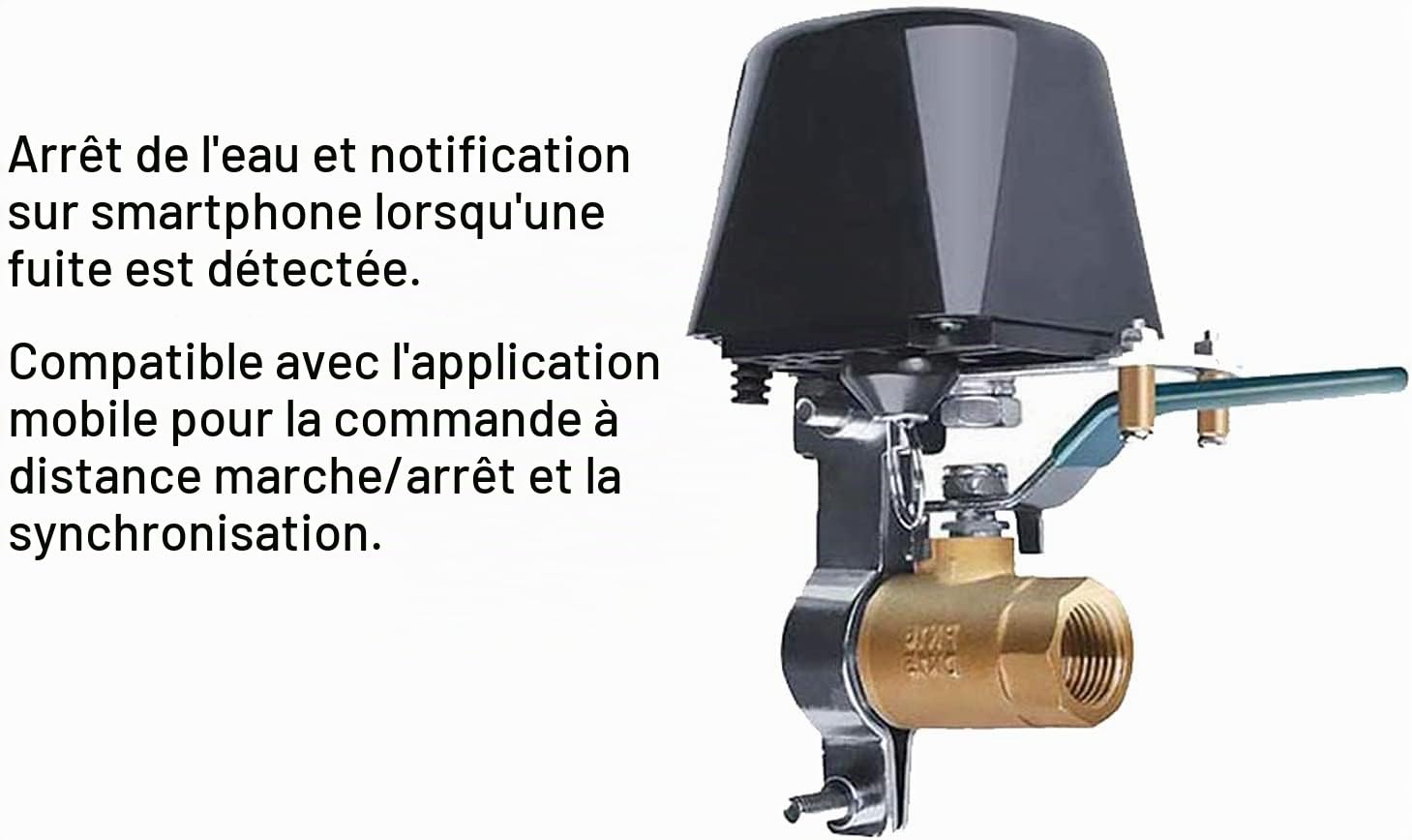 Valve d'eau/gaz compatible avec Alexa/Google Assistant, télécommande WiFi Valve de contrôle d'automatisation pour régulateur d'eau/gaz Manipulateur de valve à 4 points 1/2