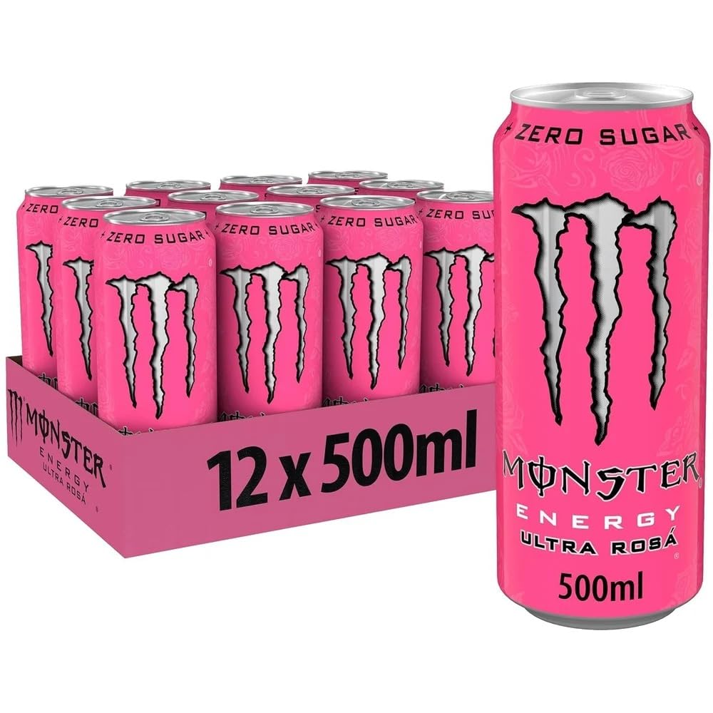 Monster Energy Ultra Rosa Zero Sugar Energy Drink, Pink, 12 x 500ml Cans, Sugar-Free Carbonated Beverage (UK)-image-37