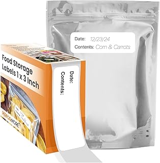 500 Waterproof Freezer Food Labels 1" x 3" Tear-Resistant Vinyl Stickers Writable Adhesive ID Tags in Dispenser Box for Meal Prep, Storage, Restaurant Use