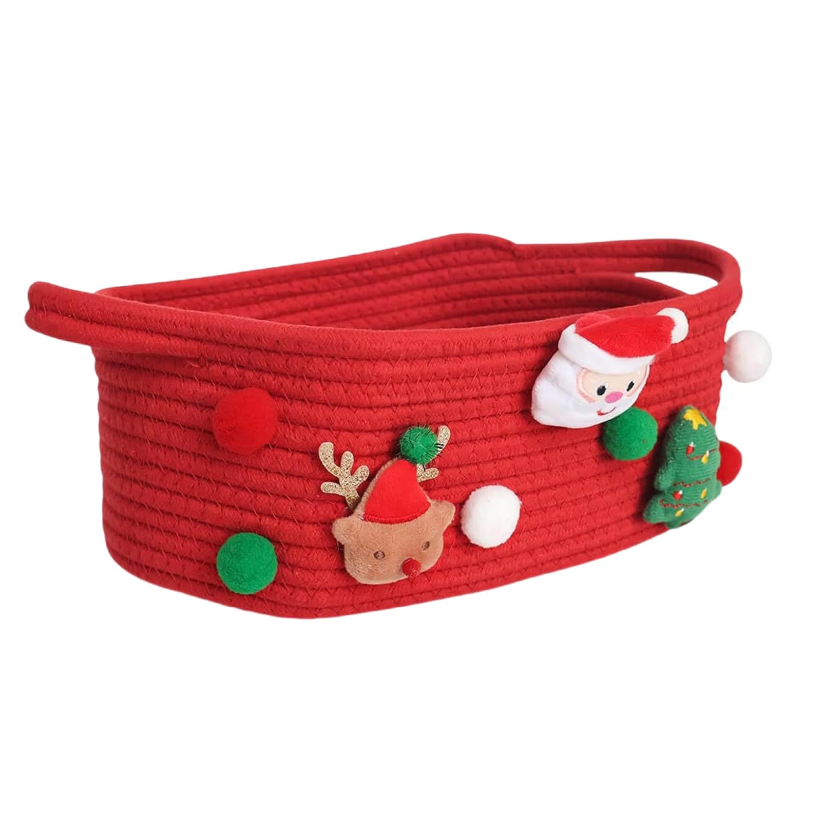 Elnwnnkc Red Large Capacity Festival Gift Organiser Holiday Themed Storage Basket For Present Spacious Christmas Accessories Holder Holder