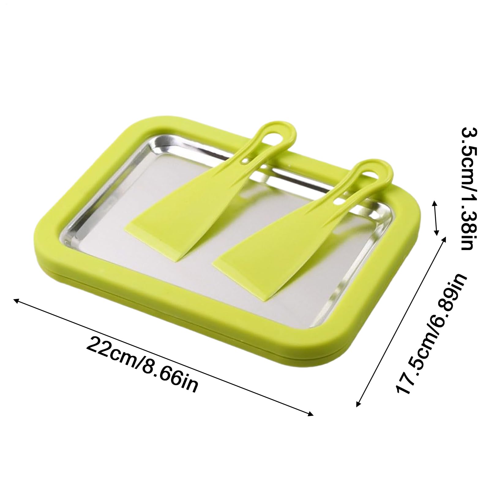 Kit Para Hacer Helados Enrollados En Casa, Sin Necesidad De Energía, 22x17,5x3,5 Cm, Tabla Para Postres Congelada Con 2 Raspadores, Frío Para Helado, Construcción De Acero Inoxidable, Para Postr