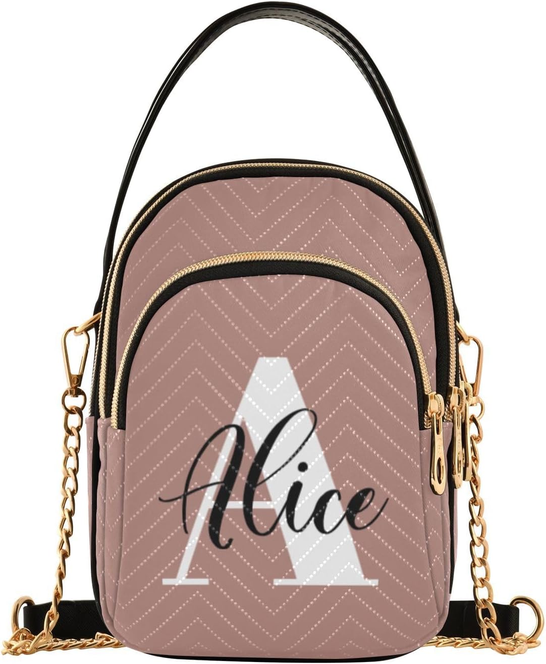 Custom Name Crossbody Bag for Women Cell Phone Purse Wallet with Removable Chain Shoulder Handbag for Travel Work