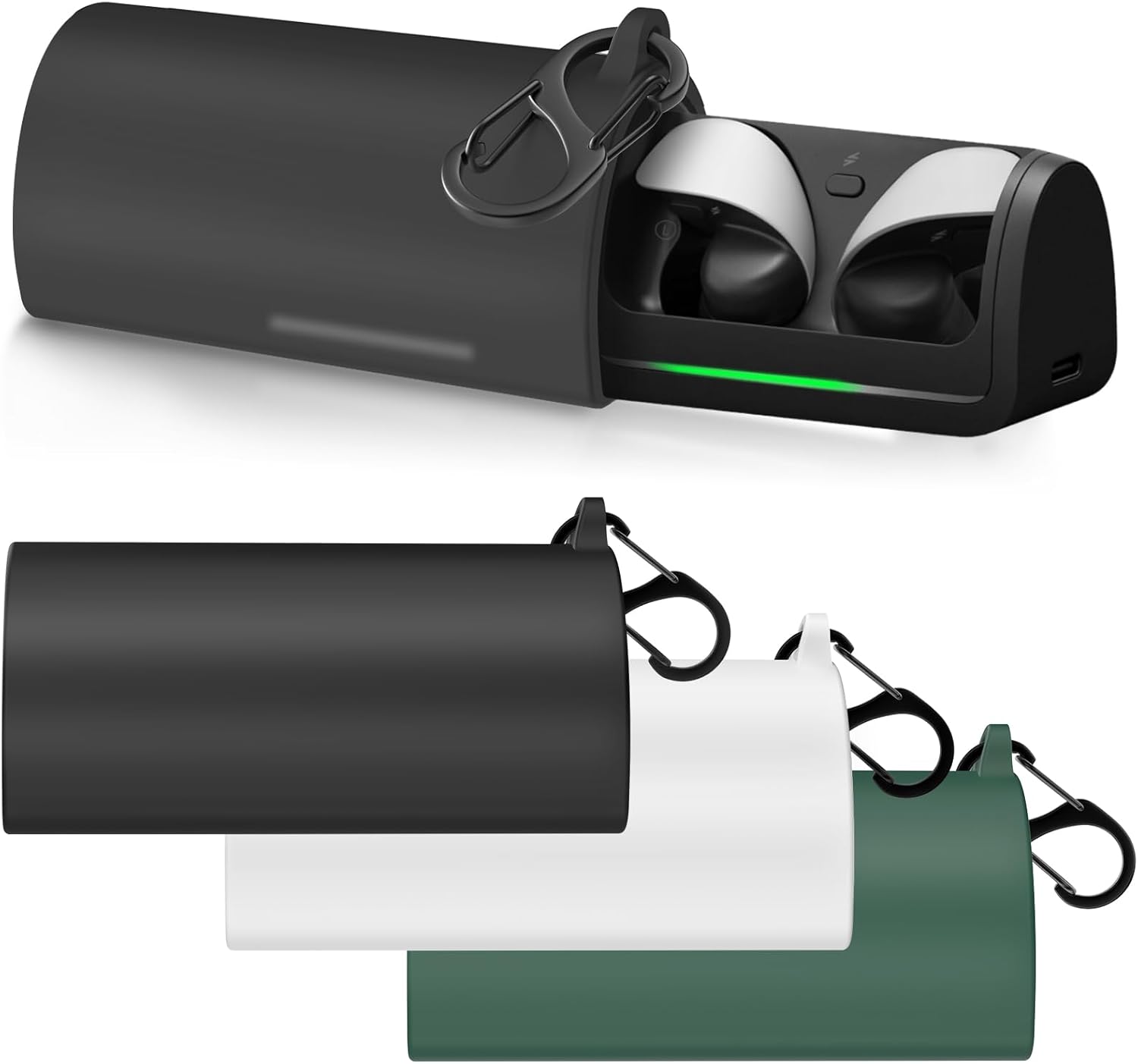 MoKo Case Cover for Sony Pulse Explore Wireless Earbuds, Soft Silicone Full Protective Case for PS5 Pulse Explore Earbuds, Portable Scratch-Resistant Sleeve Cover with Metal Anti-Lost Buckle, Black MoKo Case Cover for Sony Pulse Explore Wireless Earbuds, Soft Silicone Full Protective Case for PS5 Pulse Explore Earbuds, Portable Scratch-Resistant Sleeve Cover with Metal Anti-Lost Buckle, Black