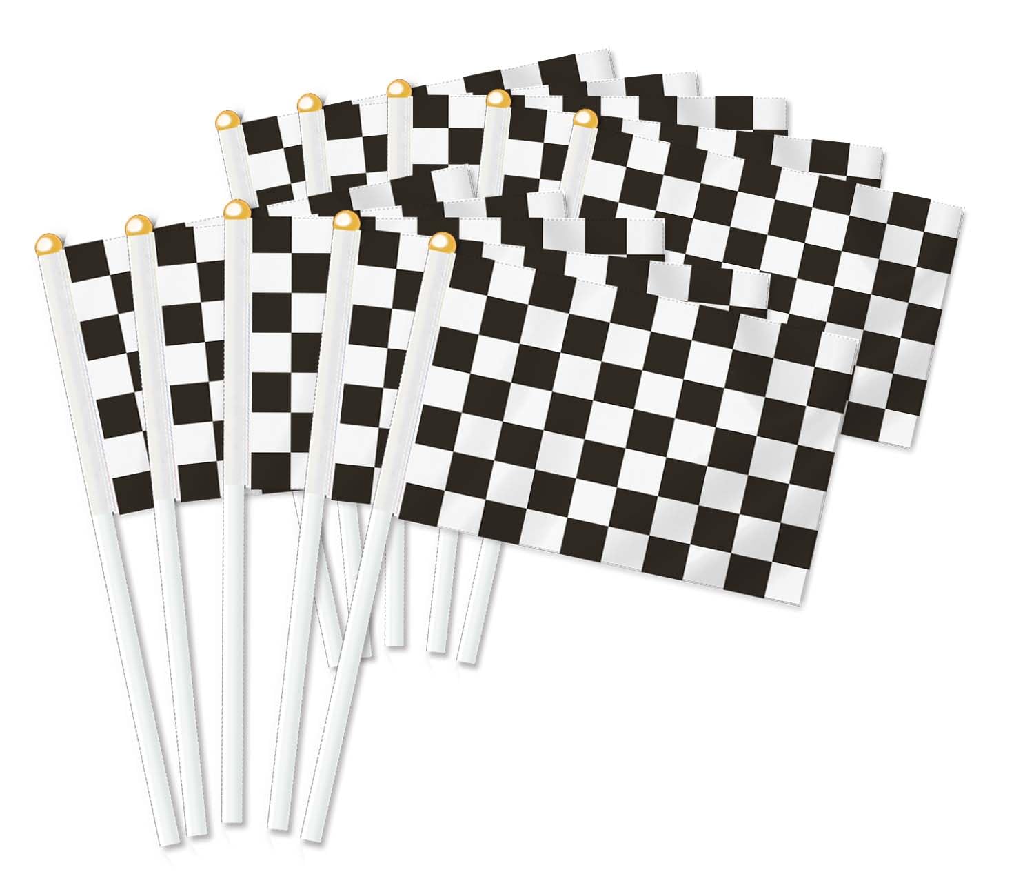 25 PCS Checkered Handheld Flag,Black White Decor Hand Held,Decoration Banner