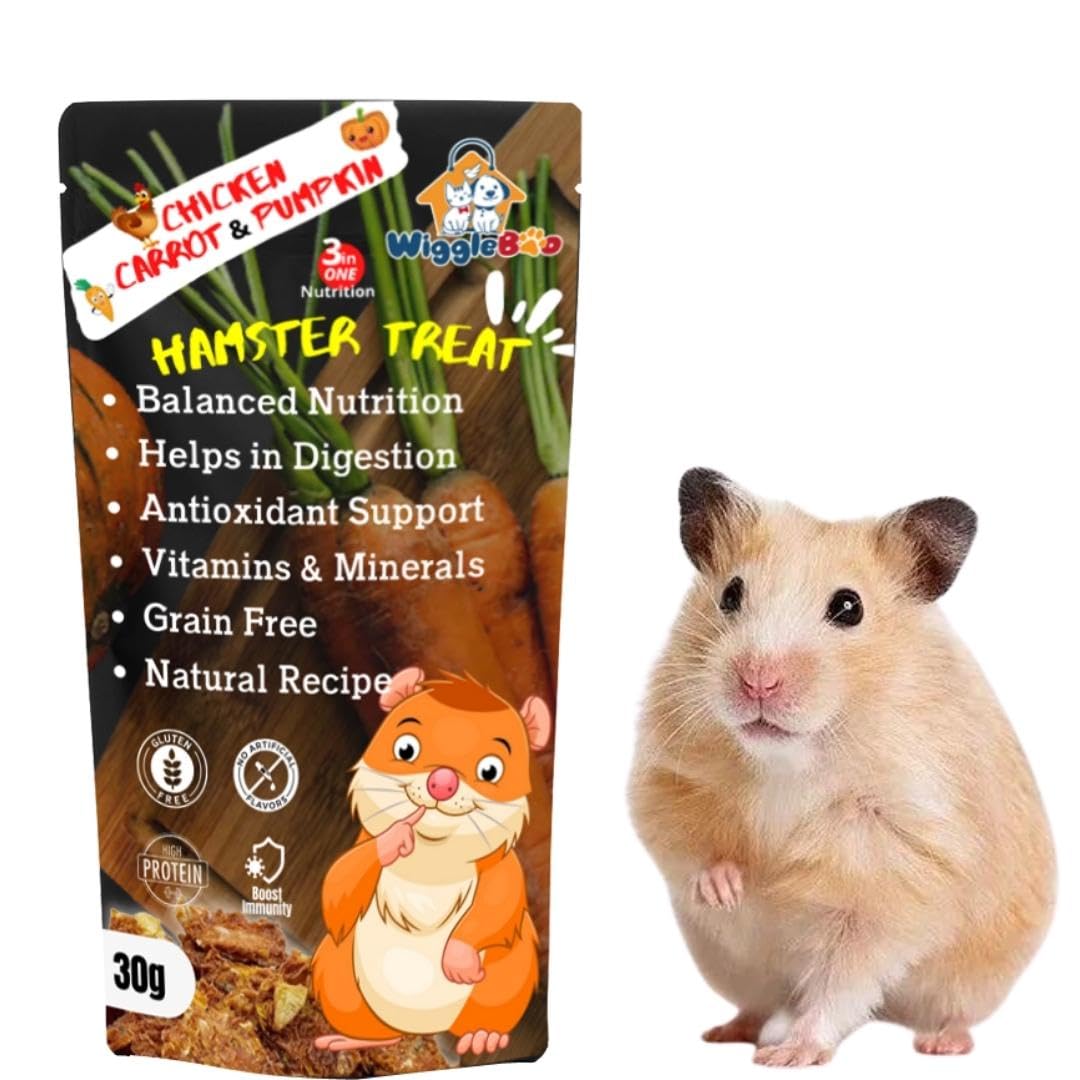 WiggleBoo Chicken, Carrot & Pumpkin Hamster Treat | Travel Pack | Protein Rich | Natural Detoxifier | Crunchy Food Snack | 30g (B09B713SDW) Amazon Price History, Amazon Price Tracker