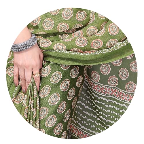 Image of MIRCHI FASHION Saree for Woman | Chiffon Block Printed Lightweight Daily Wear Sarees with Blouse