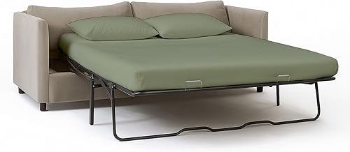 Miniatura 16 de Rajlinen Juego de 4 piezas para sofá cama Queen Sleeper, 100% algodón egipcio, sábana bajera de bolsillo profundo, suave, refrescante, transpirable,