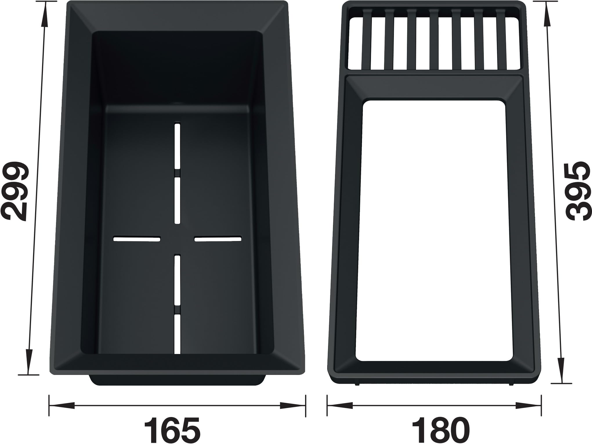 BLANCO Sink Drainer 2 en 1 | plástico negro gris | combinación multifuncional de marco y bandeja de resto con escurridor integrado | uso en todos los fregaderos Silgranit (40 cm de profundidad)