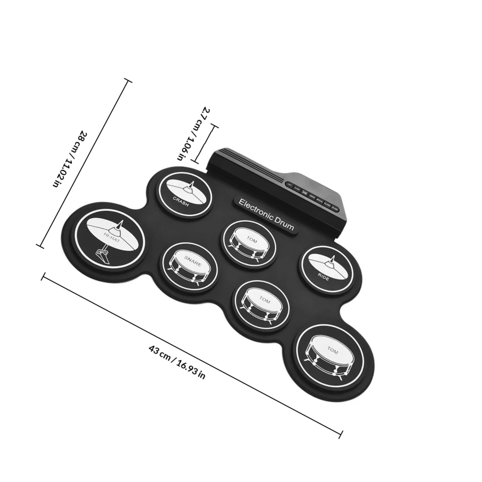 VOSAREA 1satz Elektronisches Drum Pad Set mit Integriertem Metronom Leise Kopfhörerbuchse Tragbares Digitales Schlagzeug für Erwachsene Leichtes USB drum Kit für Anfänger und Mobiles Üben