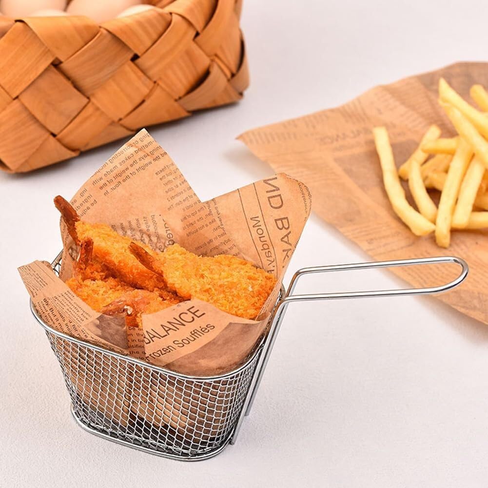 Koszyk Smażenia Kawałki Frytki Koszyk Kwadratowy Chip Stal nierdzewna Do Użytku Domowego(2PCS)