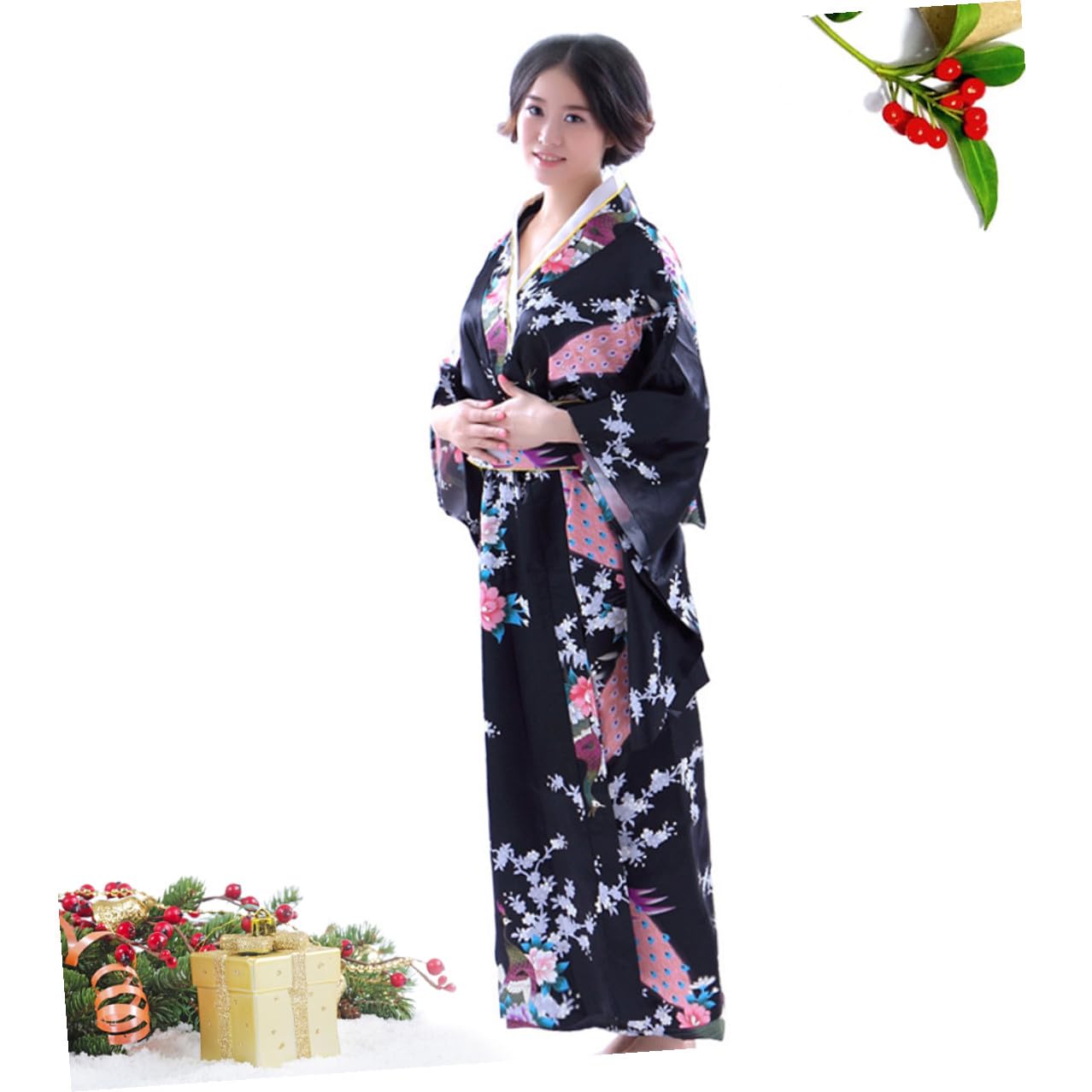 HEMOTON Yukata Japonesa para Mujer Vestido De Baño Tradicional Kimono De Baño Japonés para Fiestas De Tema Asiático Ceremonias De Verano