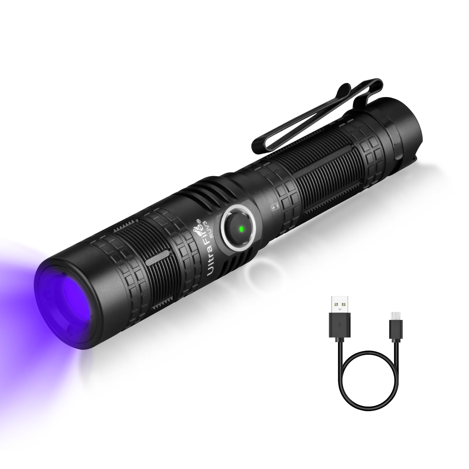 ULTRAFIRE Rechargeable UV Torch 365nm Uniform UV Light, LED Blacklight for Police/Forensic/Hunter, Blood Trail Tracking Light for Hunting, Industrial NDT, Fluorescence Analysis