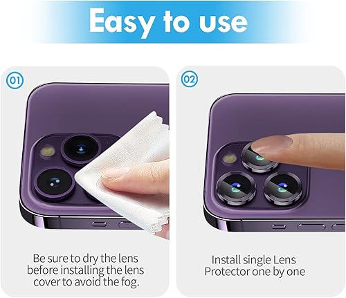 Miniatura 7 de Xfilm Protector de lente de cámara para iPhone 14 ProiPhone 14 Pro Max, fuerte absorción 9H, dureza 9H, protector de pantalla de cámara de vidrio