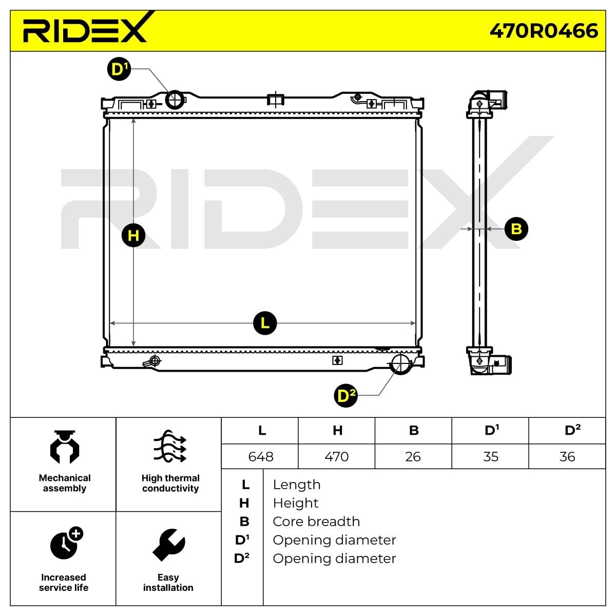 Radiateur Moteur RIDEX 470R0866 - Compatible Iveco Daily IV - Aluminium Et Plastique