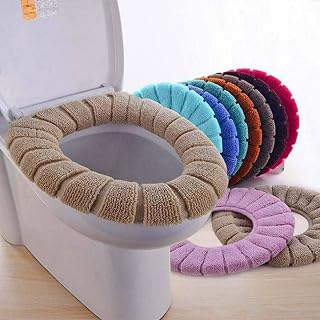 Brahmani Washable Soft Warmer Toilet Seat Cover, standing Toilet Seat Cushion Mat, Western Toilet Seat Lid Cover Pads,elastic reusable washable (Random Color) pack of 1