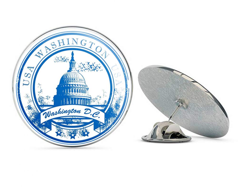 Washington D.C. Round Metal 0.75" Lapel Pin Hat Shirt Pin Tie Tack Pinback