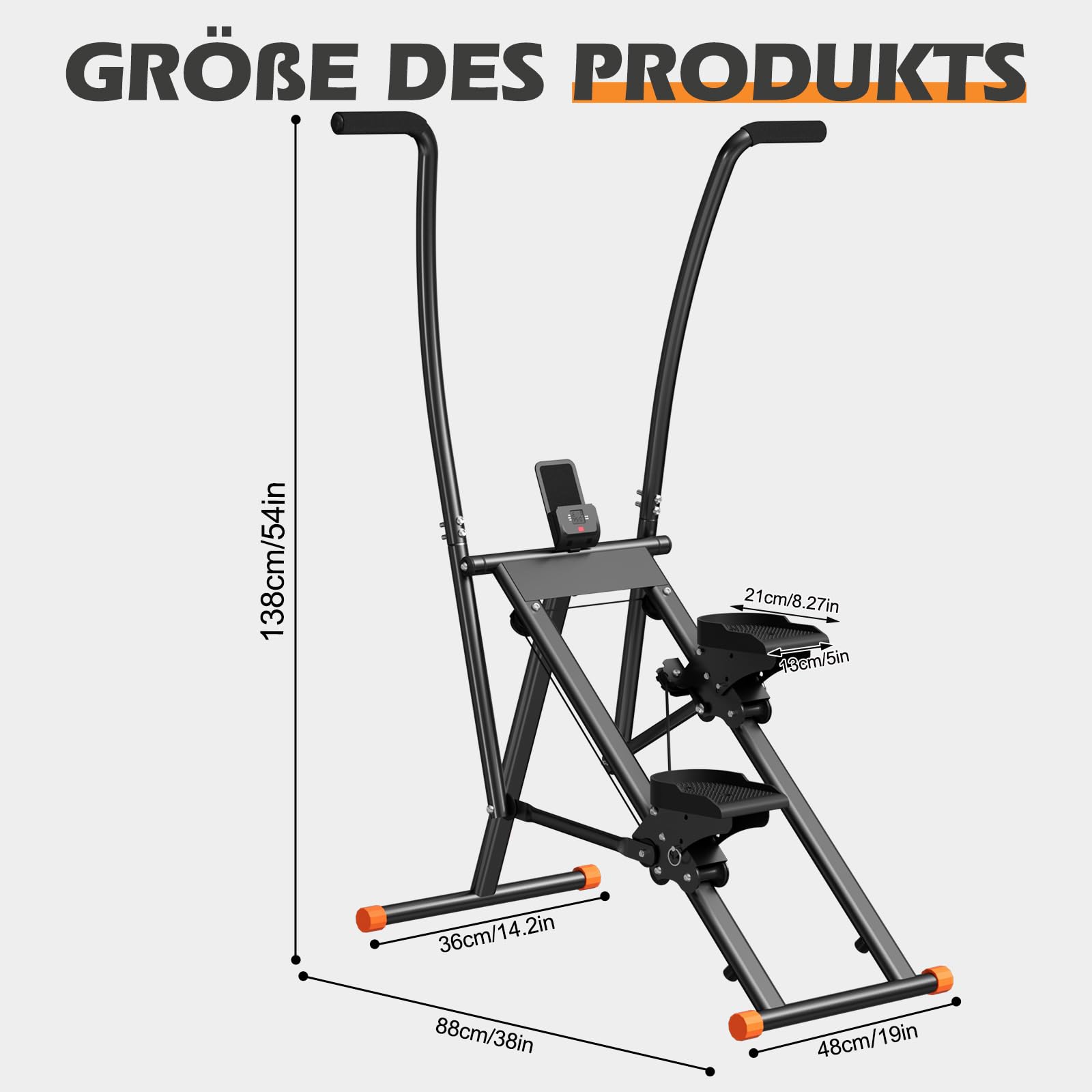 Klettermaschine, Stair Stepper für Zuhause, Crosstrainer-Treppenstepper, Treppenmeister Klappbare mit LCD-Monitor, Lenker, Verstellbaren Pedalen, Telefonhalterung, für Home Büro Cardio-Übung