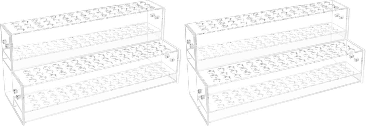 2PCS 96-Slots Pen Display Stand,2-Tier Acrylic Pen Holder for Craft Shows,12mm Beadable Pens Stand Paint Brush Holder Pencil Organizer Makeup Brush Rack Art Brush Organizer for Desk School Supplies