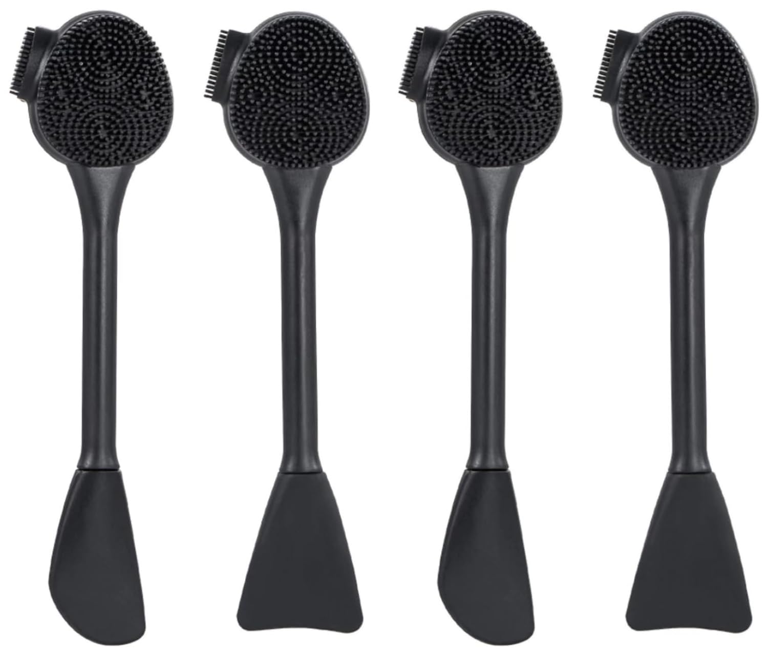 4 Pack Silicone Facial Cleansing Brush 4 in 1, Silicone Face Exfoliating Wash Scrub Brush Dual Face Double-Ended for Face Skincare and Massage (Black) 4 Pack Silicone Facial Cleansing Brush 4 in 1, Silicone Face Exfoliating Wash Scrub Brush Dual Face Double-Ended for Face Skincare and Massage (Black)