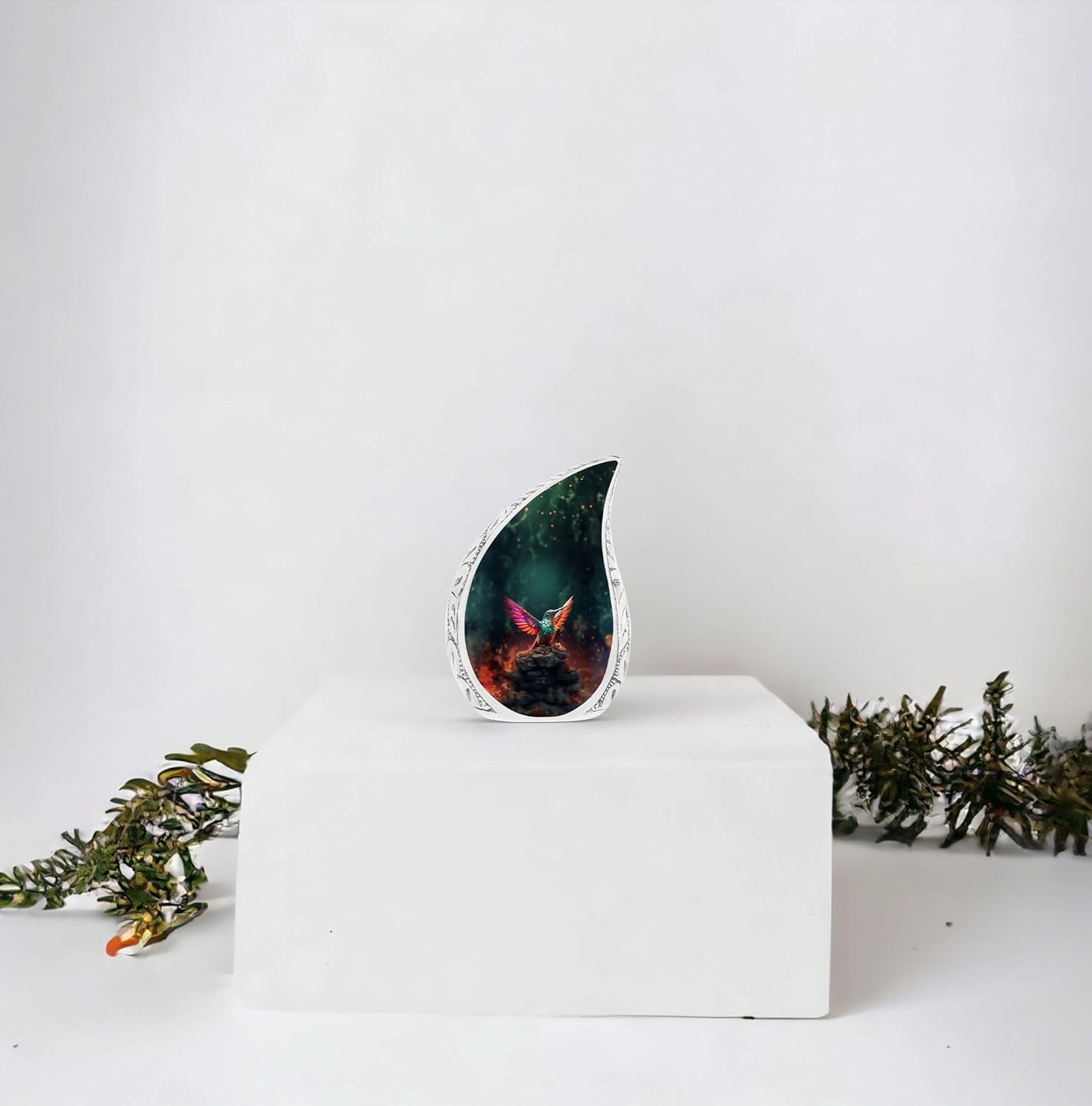 Small Hummingbird Keepsake Urn - Drop Urn for Human Ashes, 3 Inch Pack of 1