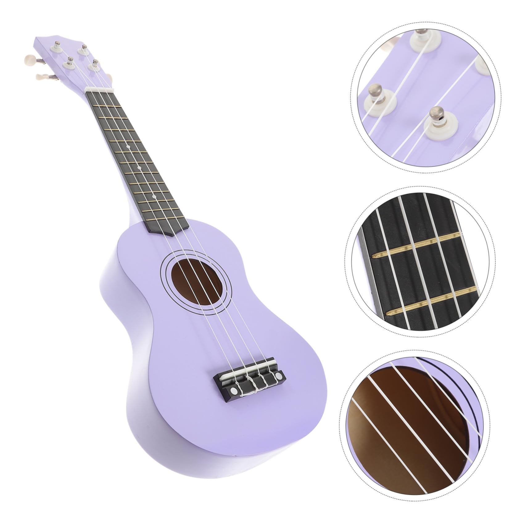 Alasum Ukelele 21 Pulgadas de Madera, Juguete Musical Infantil Guitarra Simulada, Superficie Pulida y Bordes sin Rebabas, Obsequio