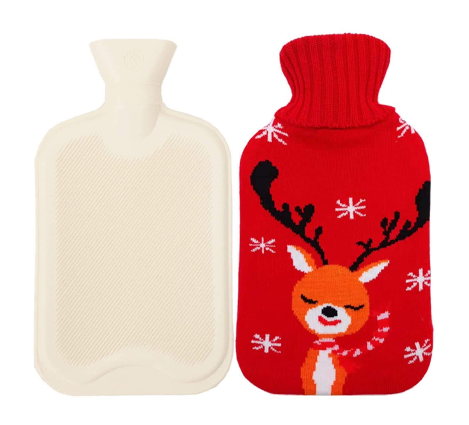 Bewässerungswärmflasche 1000ML Christmas Hot Water Bag for Female Warm Belly Hands and Feet Explosion-proof Hand Warmer Plush Student Hand Warmer Bag Wärmflasche mit Wassereinspritzung ( Color : 02 )