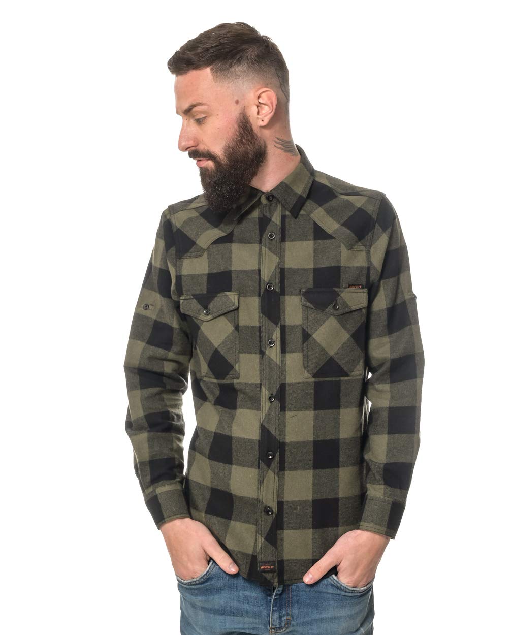 ROCK-IT Apparel Camisa de Franela Hombre Manga Larga I Camisa Leñador con Tejido Muy Suave I Camisa a Cuadros con Bolsillos y Botones Delanteros [S-5XL] Casual Premium