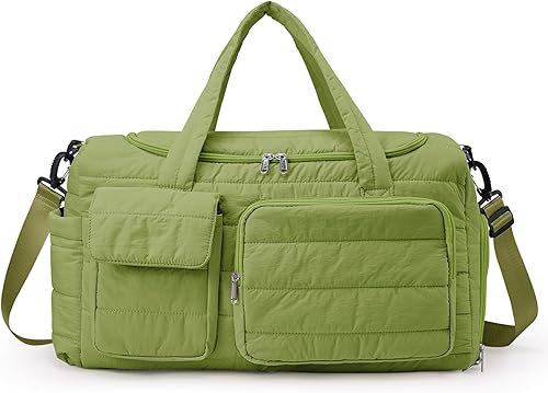 Miniatura 46 de Bolsa de Gimnasio Pequeña para Mujer, Bolsa de Lona de Viaje, Bolsa de Fin de Semana con Compartimento para Zapatos 09#Army Green