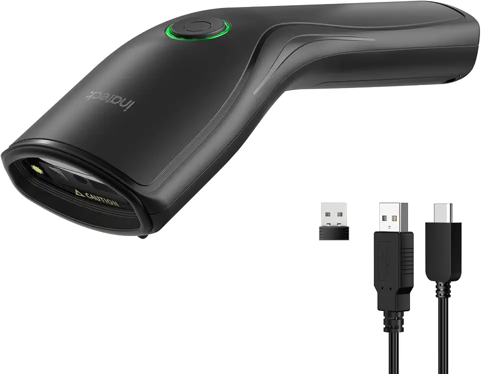 Inateck QR Code Scanner Wireless Barcode Scanner 2D Bluetooth with USB and 2.4G with Removable Battery, Lightweight, Compatible with Windows, Mac, iOS and Android, for Retail and Stock