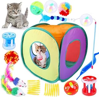 LSOAARRT Cat Toys,Kitten Toys for Indoor Cats, Cat Tunnel Interactive Feather Teaser Wand Ball Toy Set for Kitty and Cats (15pcs)