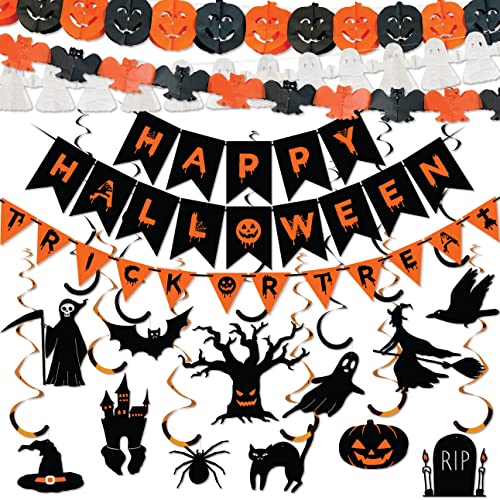 Premium Wiederverwendbare Halloween Deko Indoor - Halloween Girlande, Halloween Banner & Hängedeko - Helloween Dekoartikel - Halloween Deko Kinder - Halloween Party Deko - Halloween Decorations Cover