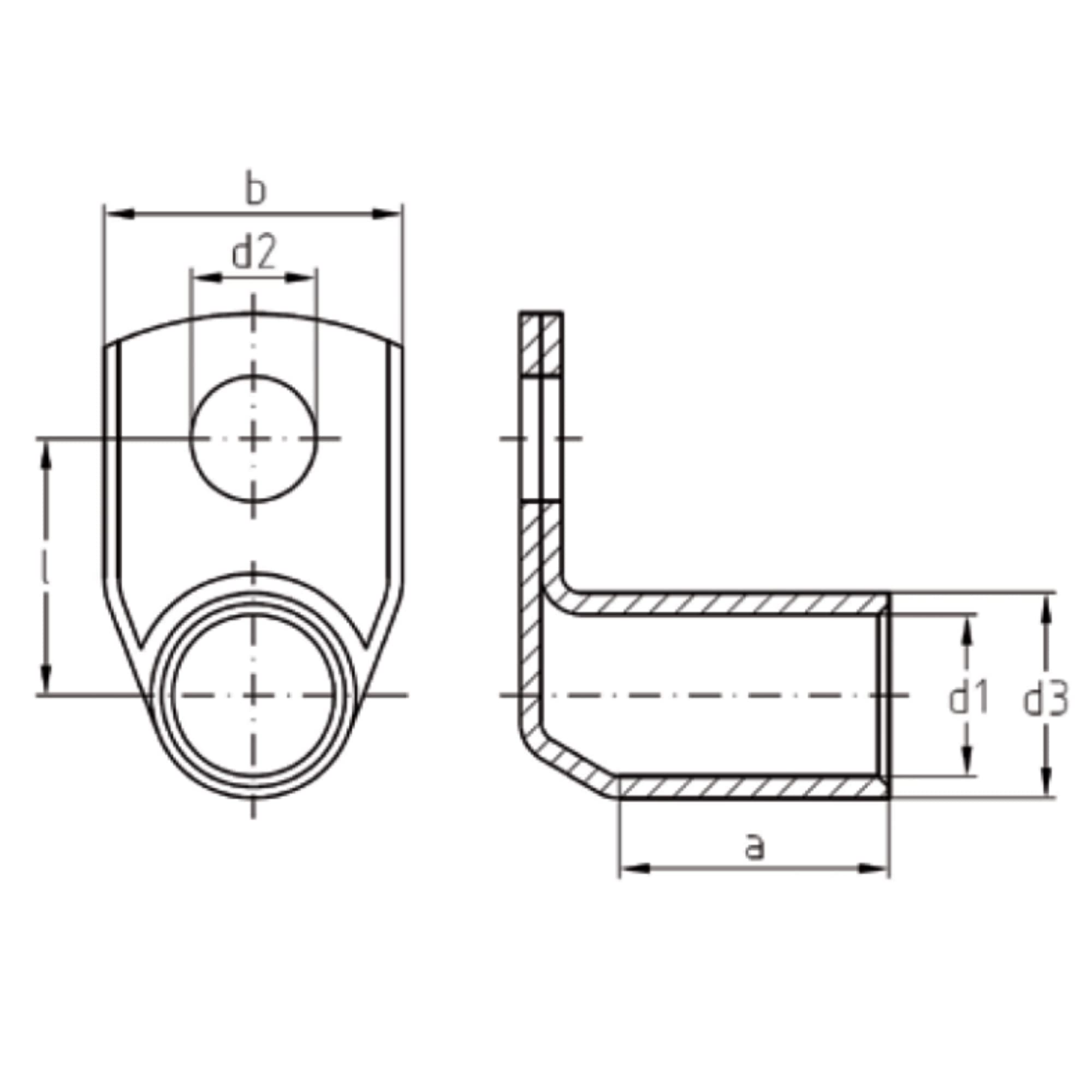 Kalitec 10x Cosses Tubulaires 90 Degrés 50 mm² M8 - Connecteurs en Cuivre | Cosses à sertir coudées galvanisées selon norme DIN EN 13600. Idéal pour solaire, voiture et installations électriques.