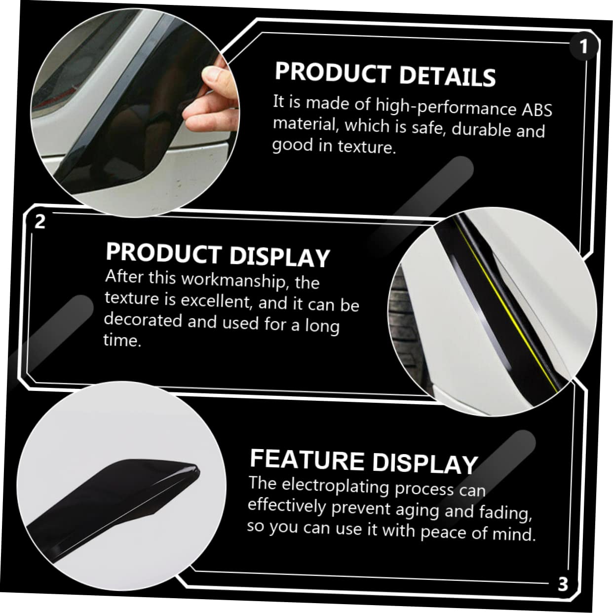 Cabilock 1 Pair Trim Car Hood Vent Car Hood Sticker Appliques Embellishments Universal Air Decorative Deflector Cover Car Air Vent Side Vents Auto Car Accessories Black Abs