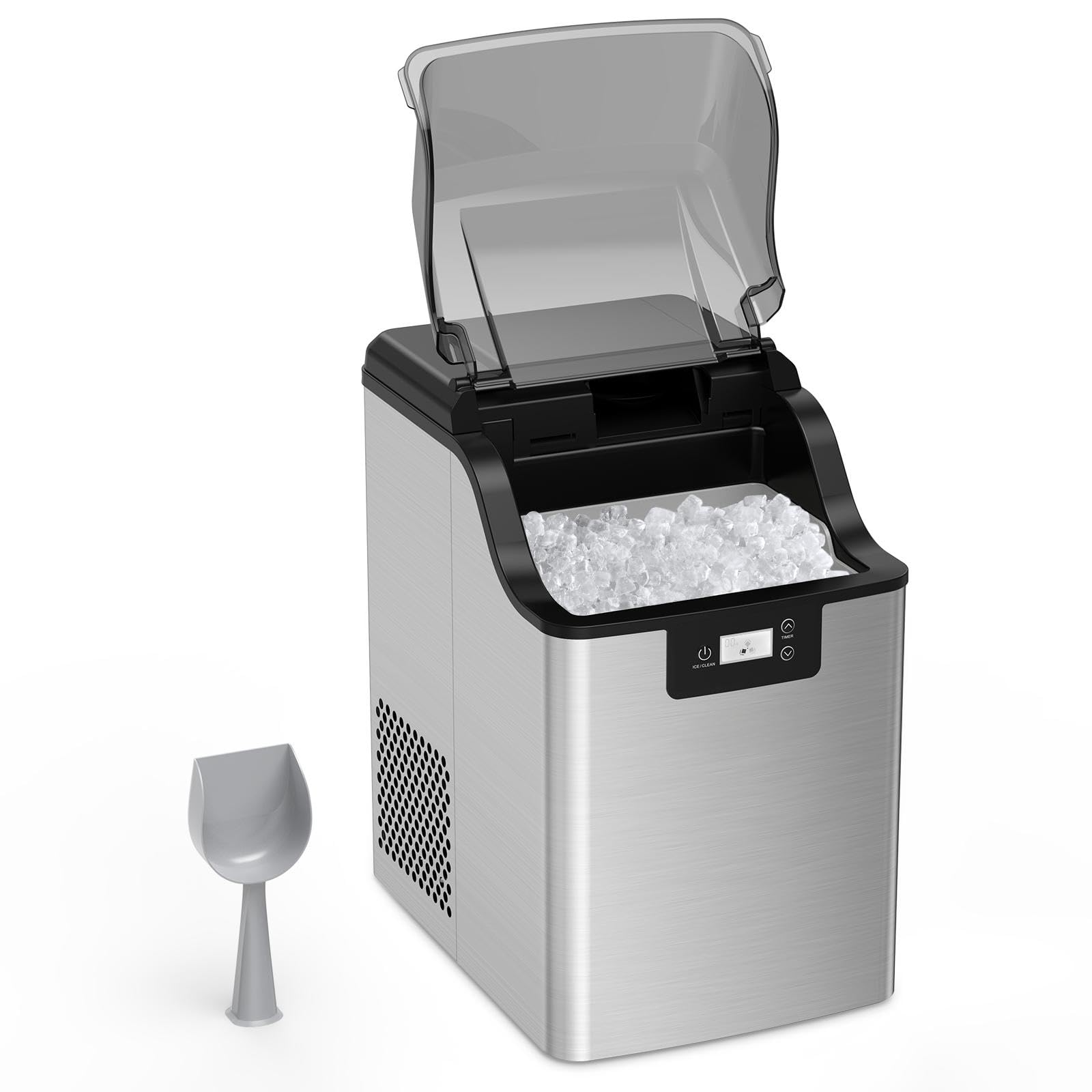 Nugget Ice Maker Countertop 44lbs/24hrs Chewable Ice Machine With Soft Ice, Self-Cleaning, Compact Design, One Key Operation Portable Stainless Steel Machine For Home/Kitchen/Bar on Fridge.com - View 1