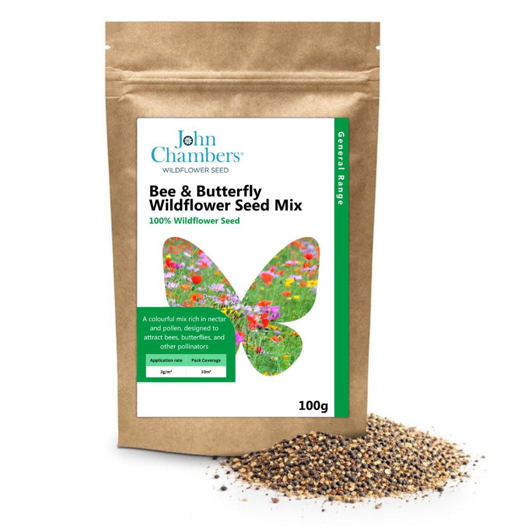 John Chambers Wildflower Seeds | 100g | 100% Pure Wild Flower Seed | No Grass | Native Sourced | Premium & General Options | Gardening Gift for Women and Men | Native Flowers (Bee & Butterfly) โ image 1
