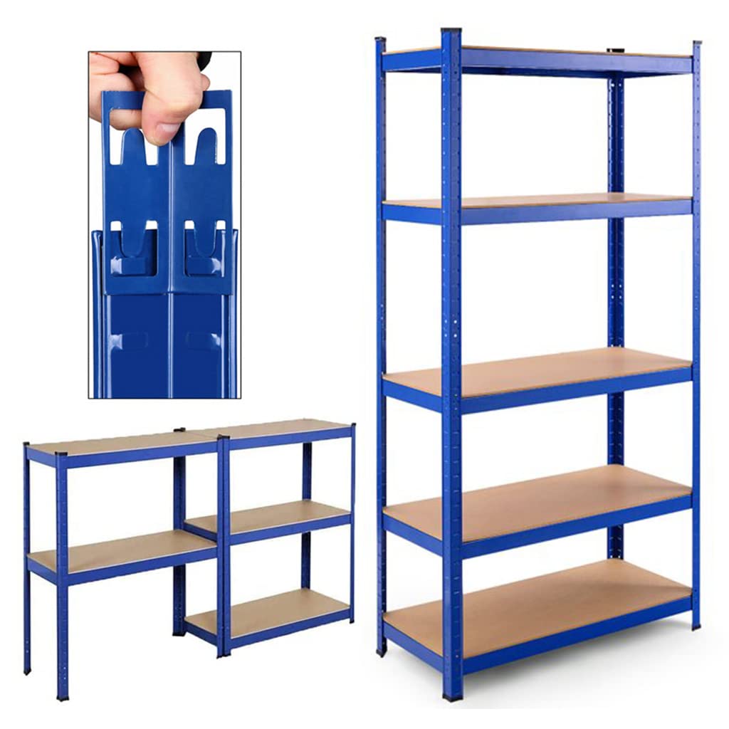 Yiyai Heavy Duty Garage Shelving Unit - 150 x 70x 30cm, Metal Racking Utility Shelves Units Storage Racking, 875KG Capacity Steel Boltless Shelves Unit for Home Workshop Shed Office - Blue