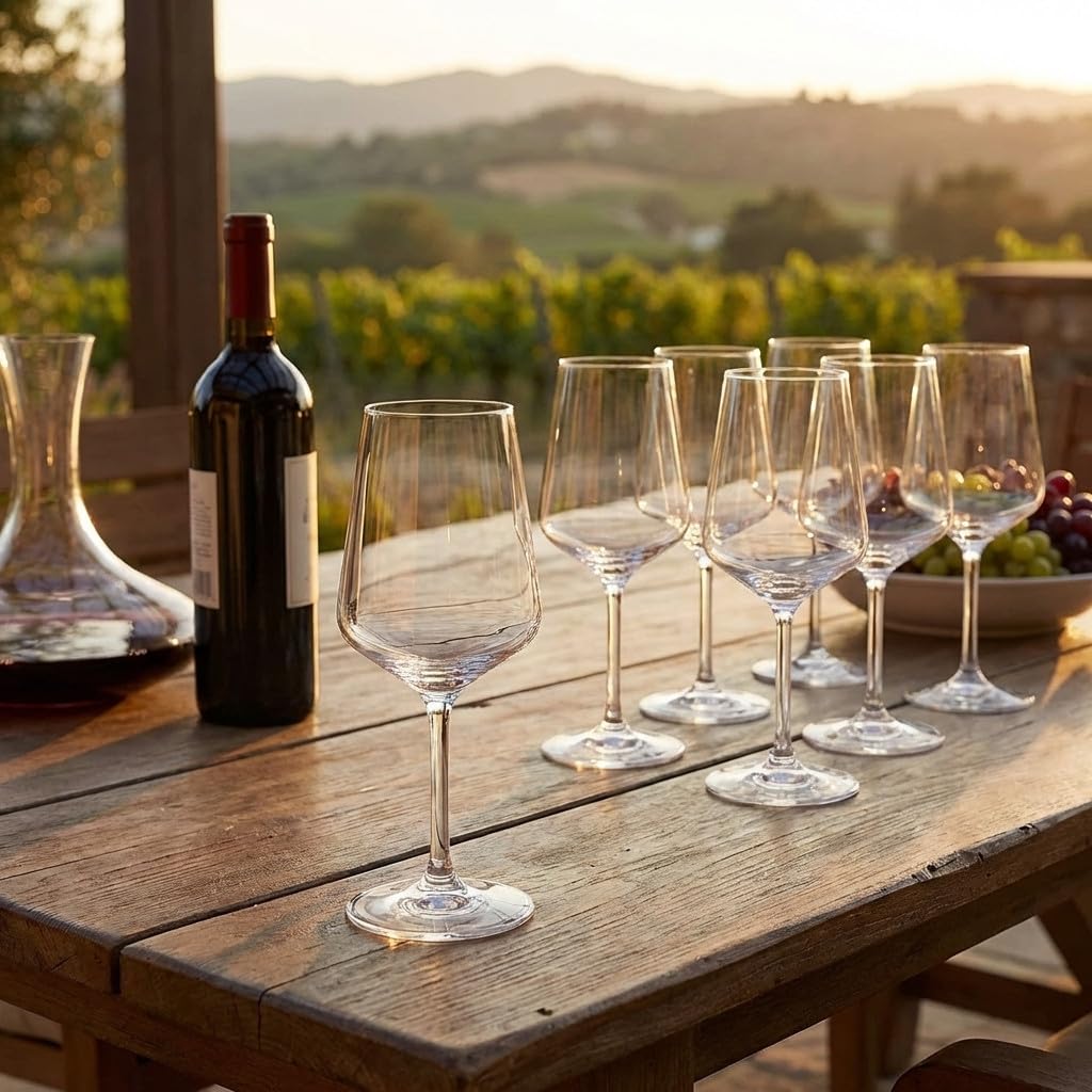 Suinga Copas de Cristal para Vino Tinto | Pack 6 Unidades | Diseño Elegante y Resistente | Ideales para Celebraciones y Eventos | Brillo y Transparencia Premium para Brindis Perfectos