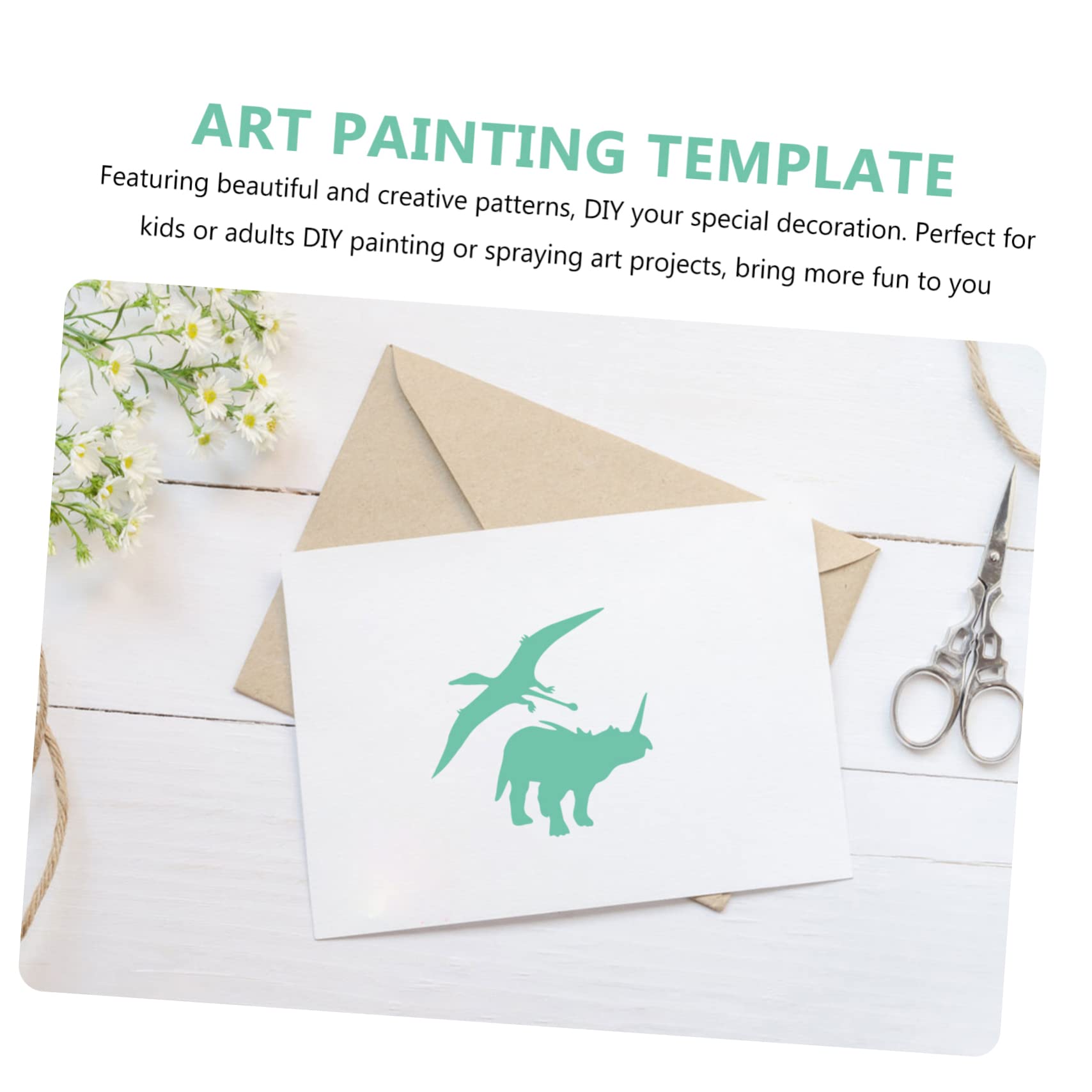 SEWOART Plantillas de Plástico de Dibujo 10 de Dinosaurios Reutilizables de Color Claro Fáciles de Limpiar y Creativas para Pintura Artística DIY Aerosol para Niños y Adultos