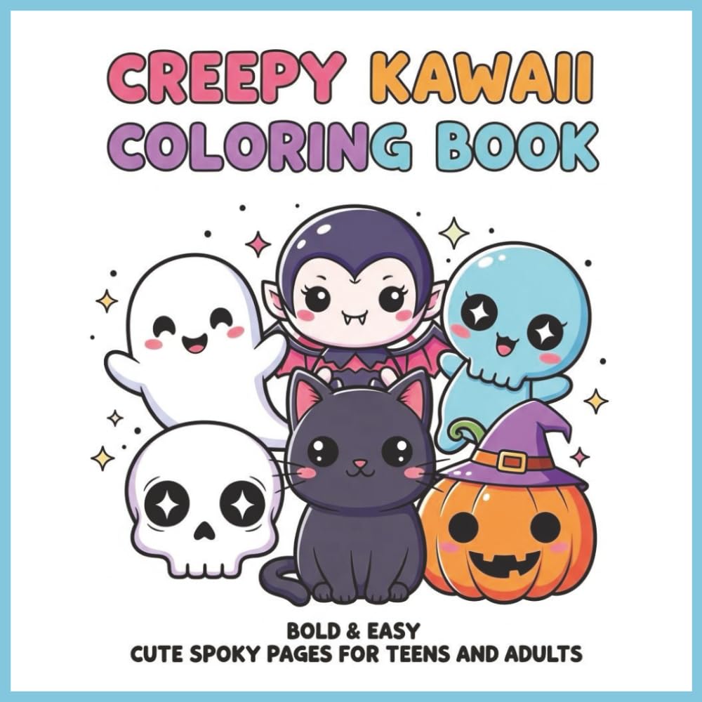Creepy Kawaii Coloring Book: Bold & Easy Cute Spooky Coloring Pages for Relaxation and Stress Relief